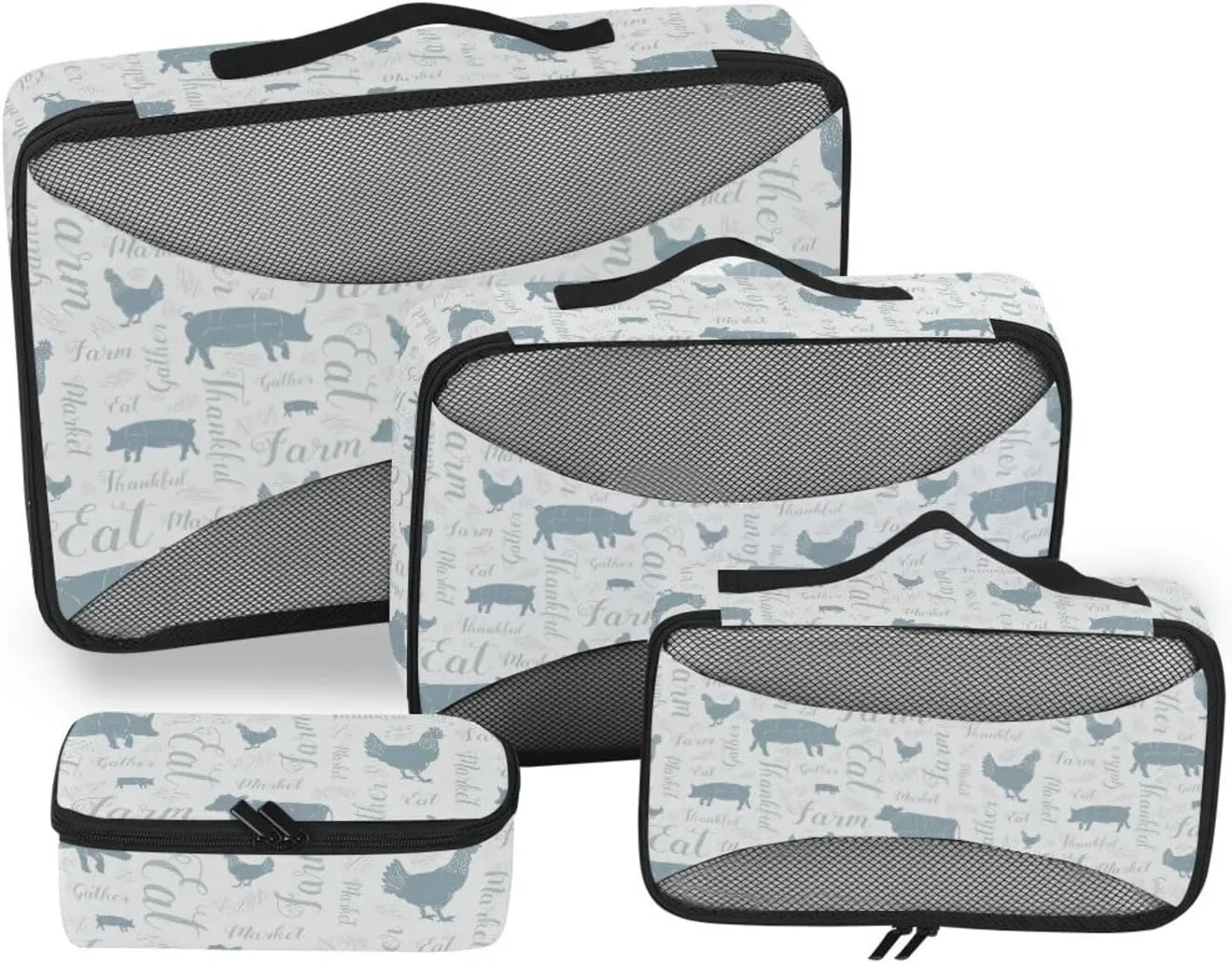 Packing Cubes for Travel 4 Set Luggage Packing Cubes Suitcase Cubes Packing Cunes Farmhouse Chicken Cow