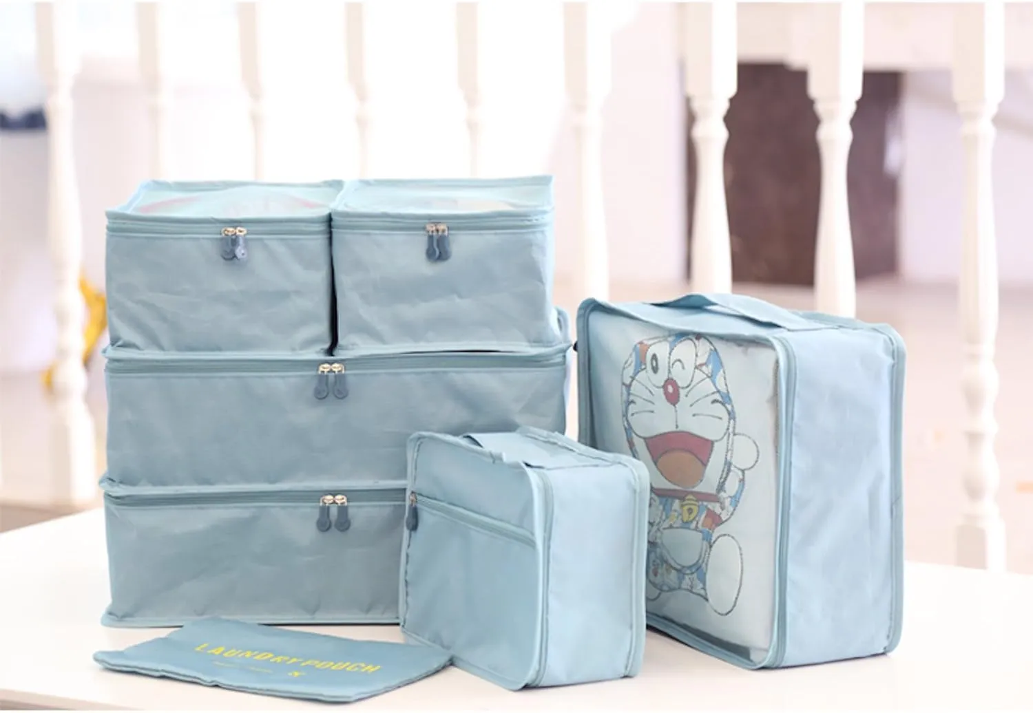 Packing Organizers 7pcs Packing Cubes Travel Essential Bags-in-Bag Luggage Packing Organisers Value Set Suitcase Organiser Cubes Storage Bags Luggage Pouches (Blue)