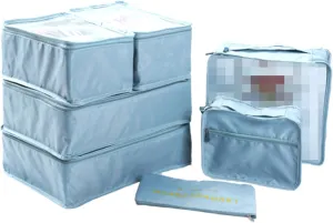 Packing Organizers 7pcs Packing Cubes Travel Essential Bags-in-Bag Luggage Packing Organisers Value Set Suitcase Organiser Cubes Storage Bags Luggage Pouches (Blue)