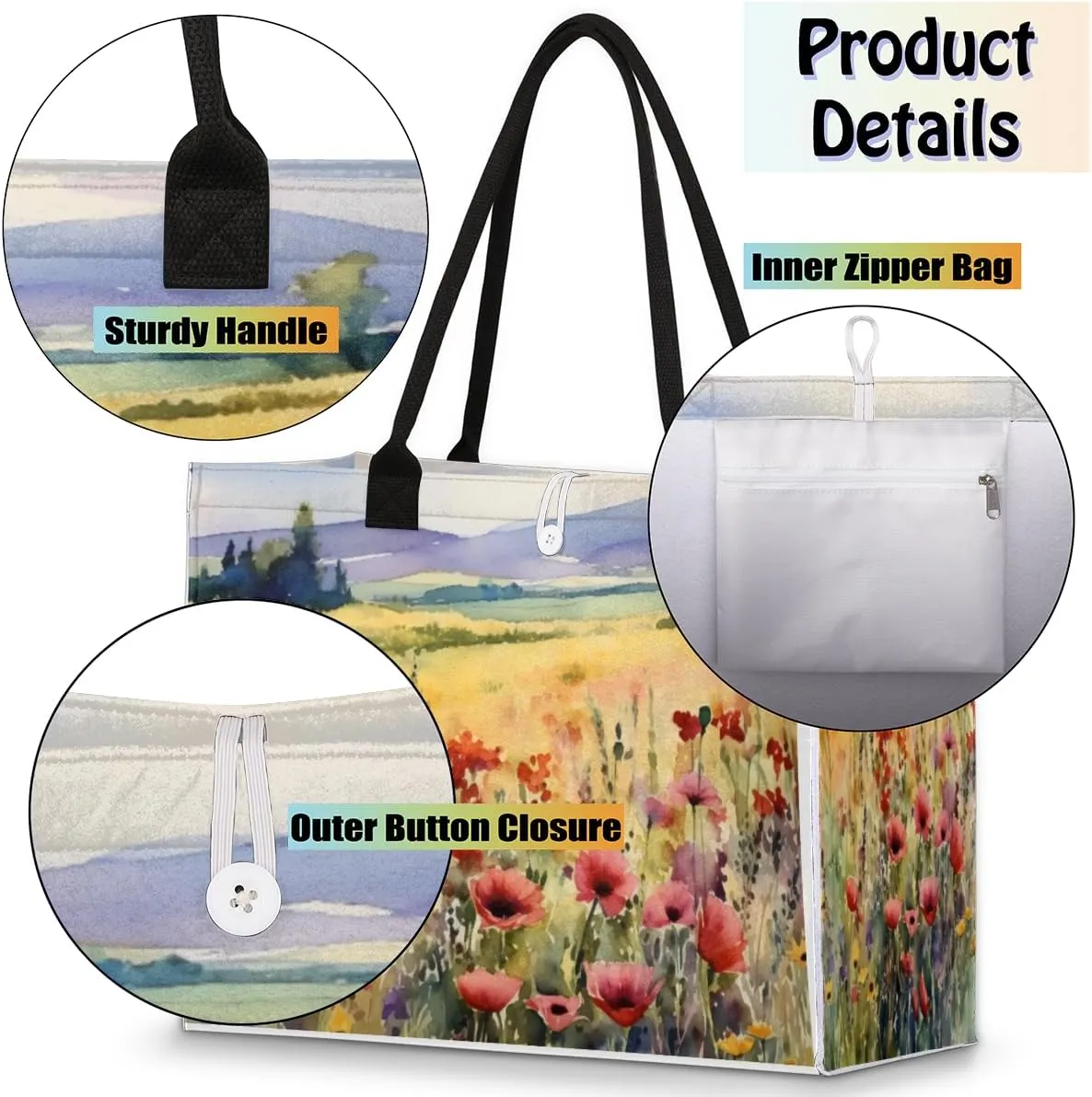 Pardick Large Travel Utility Tote Bag for Women Reusable Shopping Bags with Handles-bag