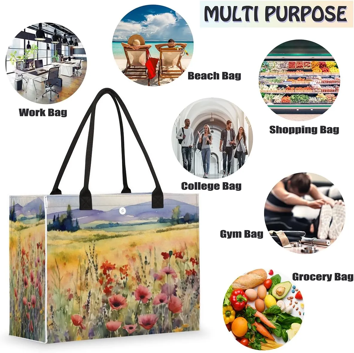Pardick Large Travel Utility Tote Bag for Women Reusable Shopping Bags with Handles-bag