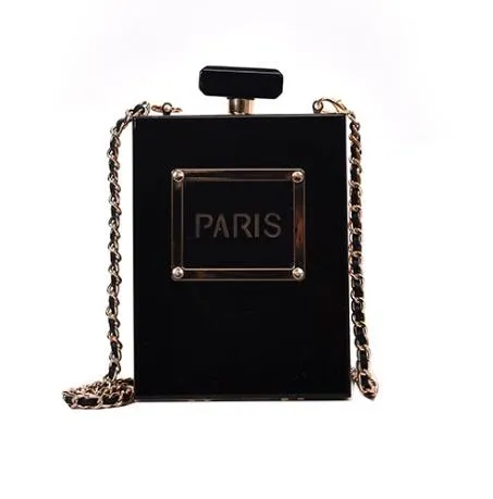 Paris Bottle Handbags clear and black