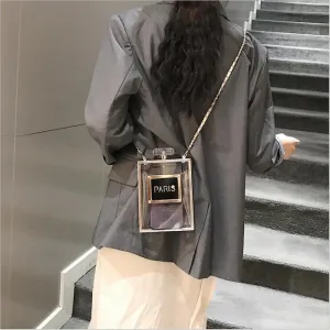 Paris Bottle Handbags clear and black