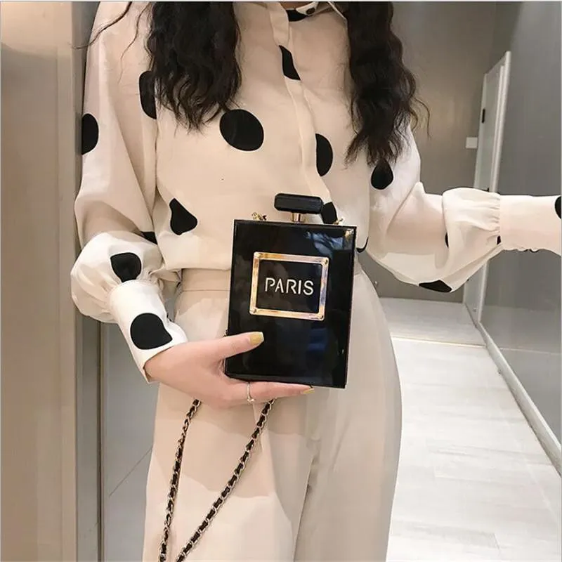 Paris Bottle Handbags clear and black