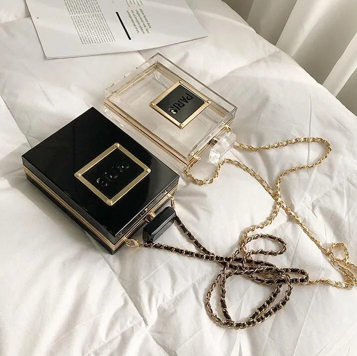 Paris Bottle Handbags clear and black