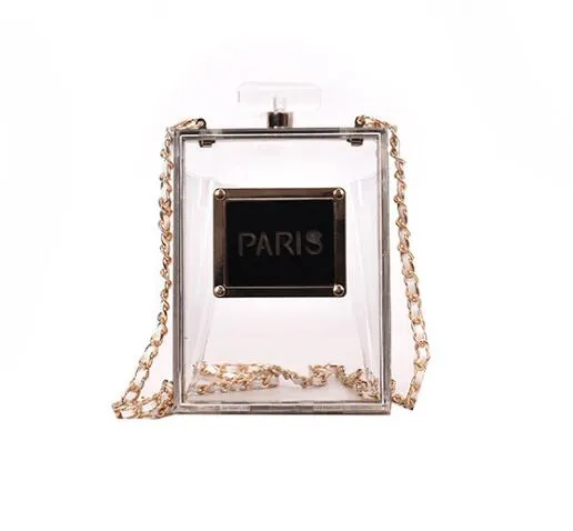 Paris Bottle Handbags clear and black