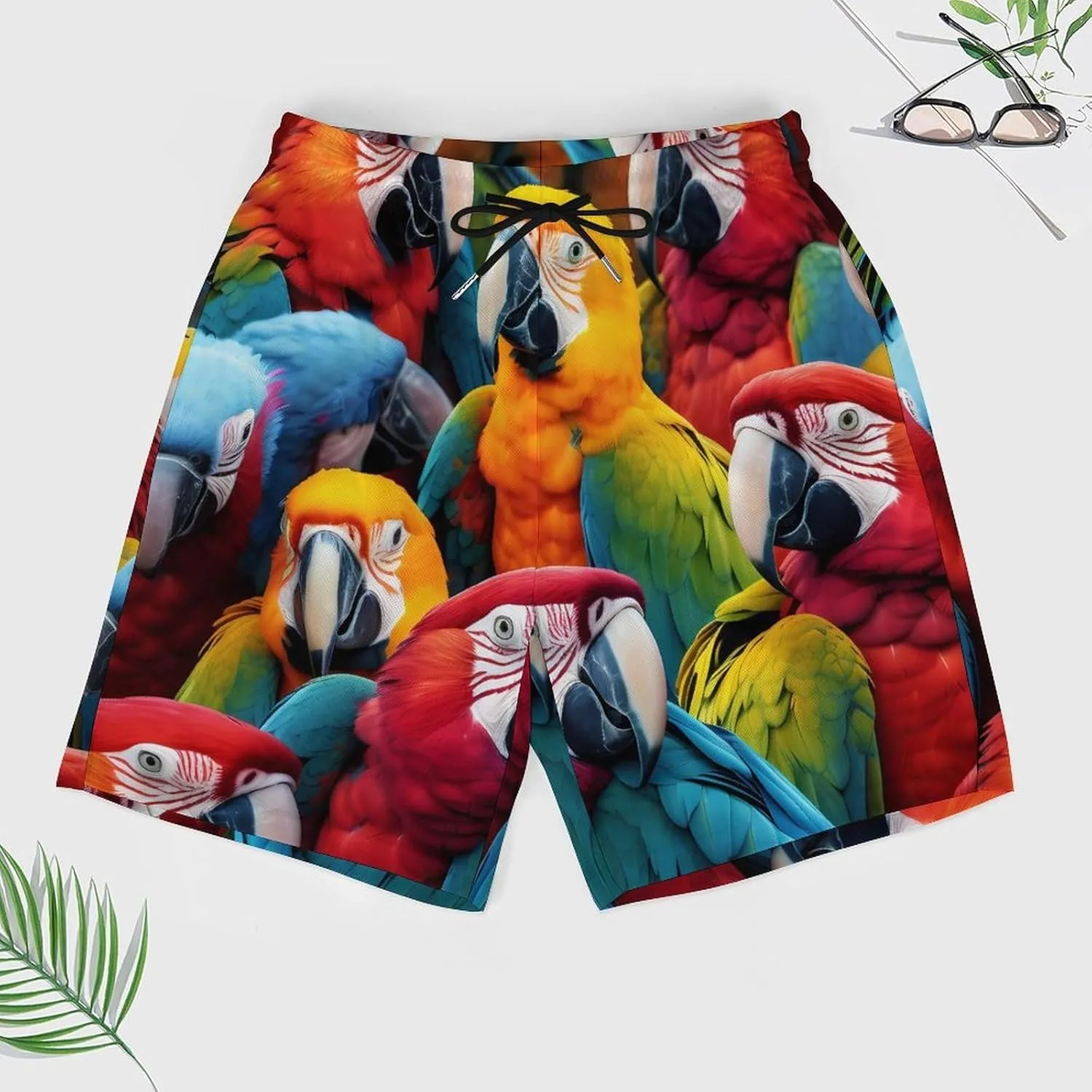 Parrots Birds Men's Swim Trunks with Compression Liner Beach Swimming Shorts with Drawstring and Pockets