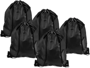 PATIKIL 42x34cm Nylon Drawstring Bag, 10 Pack Storage Bulk Cinch Backpack Sack for Gym Sports Outdoor Traveling, Black