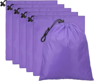 PATIKIL Travel Storage Bags with Toggle 14 x 16 Inch, 6 Pack Waterproof 210D Polyester Drawstring Bag Stuff Sack Cinch Bag for Gym Traveling Hiking Yoga Shoes Organizer, Light Purple