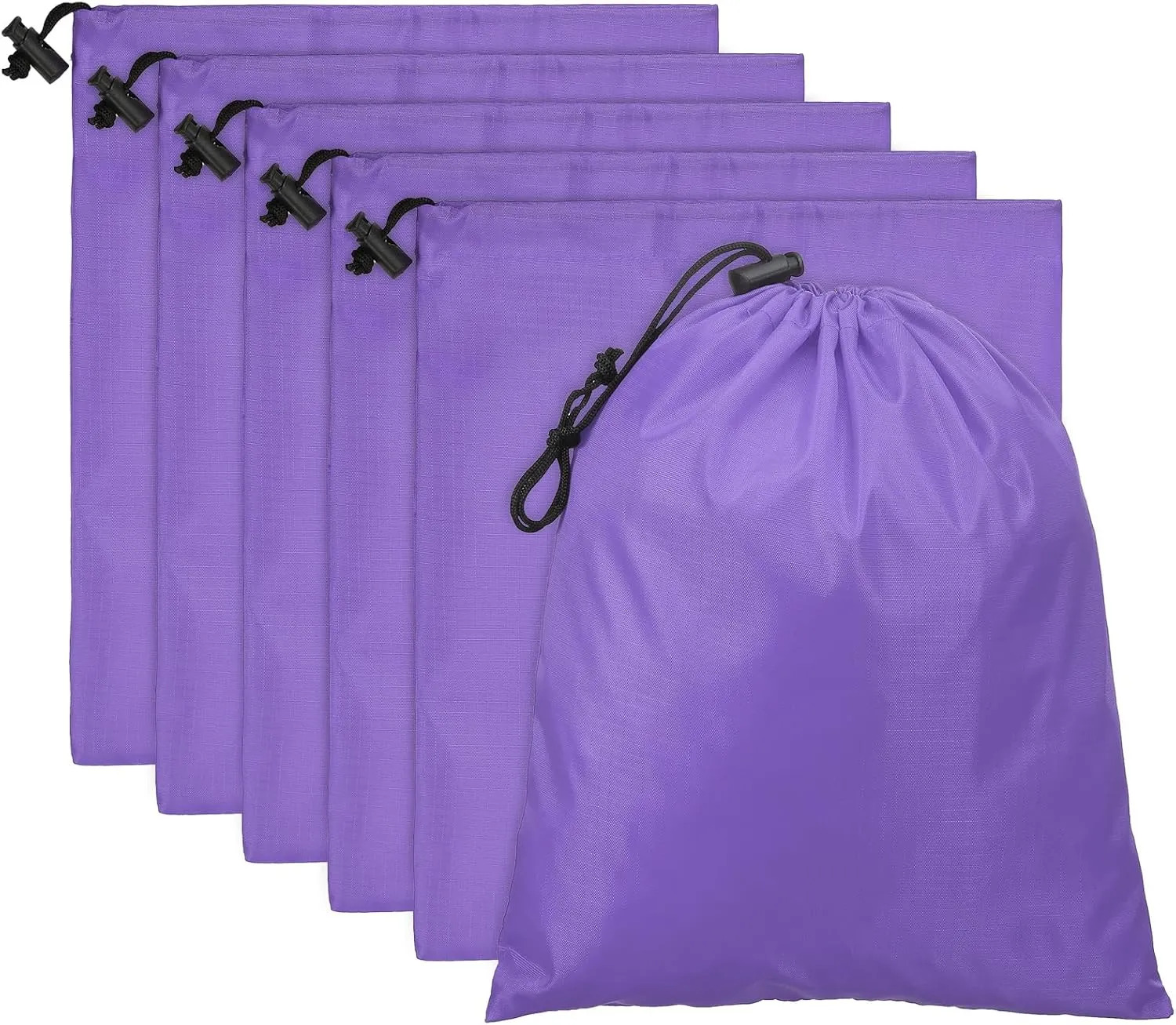 PATIKIL Travel Storage Bags with Toggle 14 x 16 Inch, 6 Pack Waterproof 210D Polyester Drawstring Bag Stuff Sack Cinch Bag for Gym Traveling Hiking Yoga Shoes Organizer, Light Purple