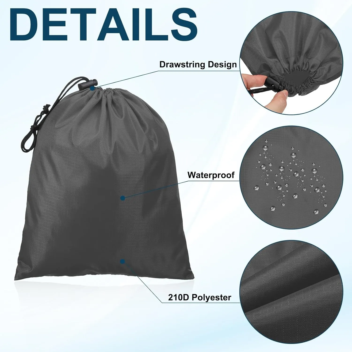 PATIKIL Travel Storage Bags with Toggle 6 x 8 Inch, 6 Pack Waterproof 210D Polyester Drawstring Bag Stuff Sack Cinch Bag for Gym Traveling Hiking Yoga Shoes Organizer, Dark Gray