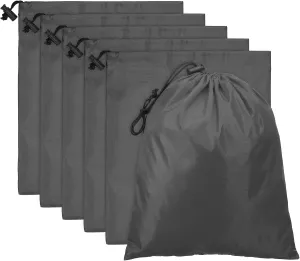 PATIKIL Travel Storage Bags with Toggle 6 x 8 Inch, 6 Pack Waterproof 210D Polyester Drawstring Bag Stuff Sack Cinch Bag for Gym Traveling Hiking Yoga Shoes Organizer, Dark Gray