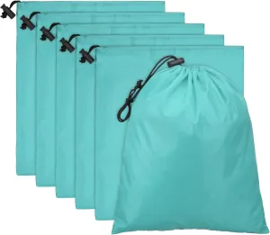 PATIKIL Travel Storage Bags with Toggle 6 x 8 Inch, 6 Pack Waterproof 210D Polyester Drawstring Bag Stuff Sack Cinch Bag for Gym Traveling Hiking Yoga Shoes Organizer, Lake Blue