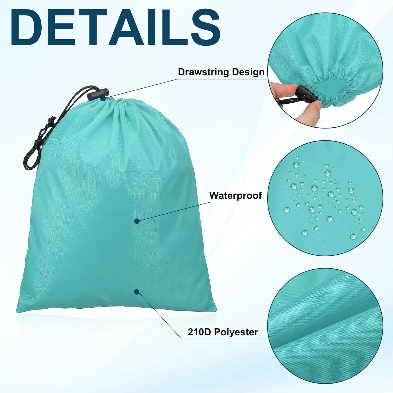 PATIKIL Travel Storage Bags with Toggle 6 x 8 Inch, 6 Pack Waterproof 210D Polyester Drawstring Bag Stuff Sack Cinch Bag for Gym Traveling Hiking Yoga Shoes Organizer, Lake Blue