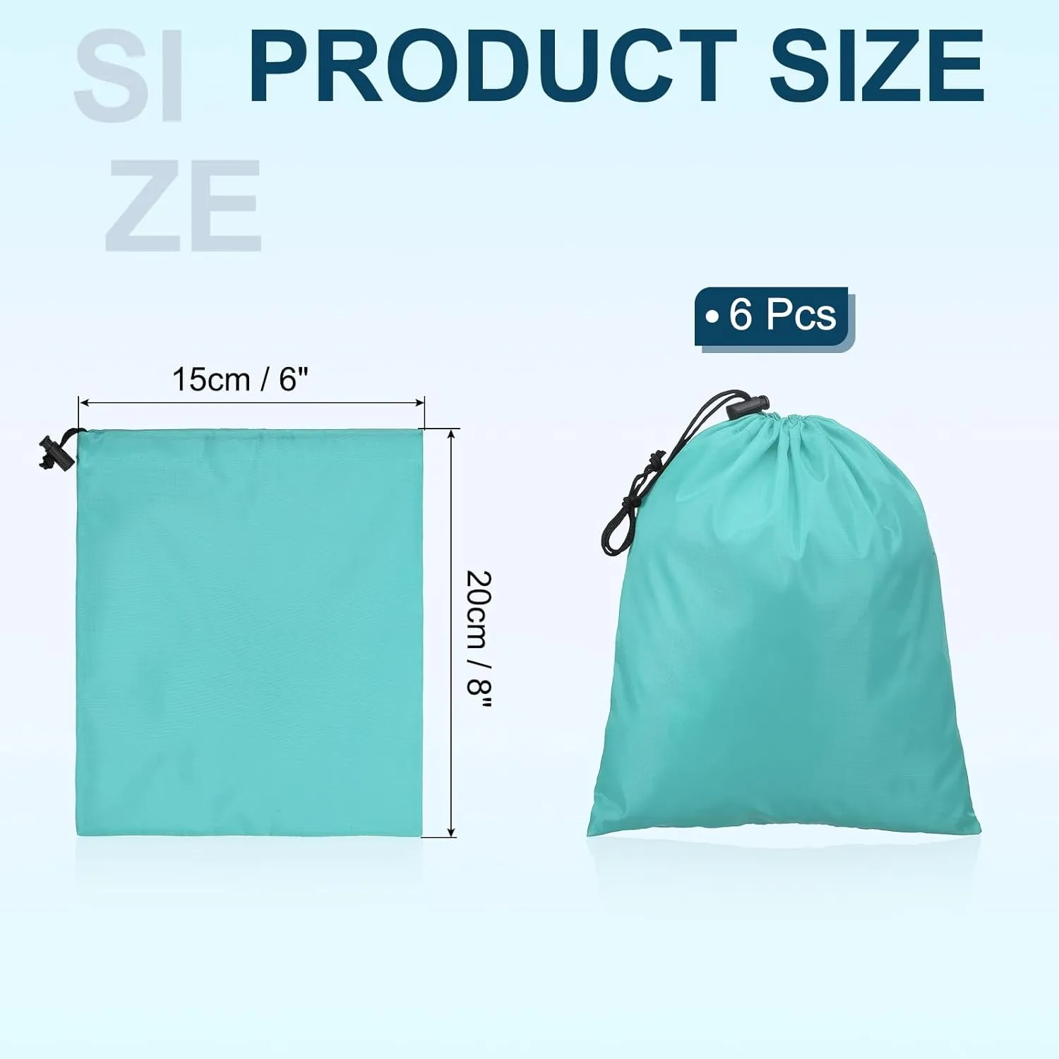 PATIKIL Travel Storage Bags with Toggle 6 x 8 Inch, 6 Pack Waterproof 210D Polyester Drawstring Bag Stuff Sack Cinch Bag for Gym Traveling Hiking Yoga Shoes Organizer, Lake Blue