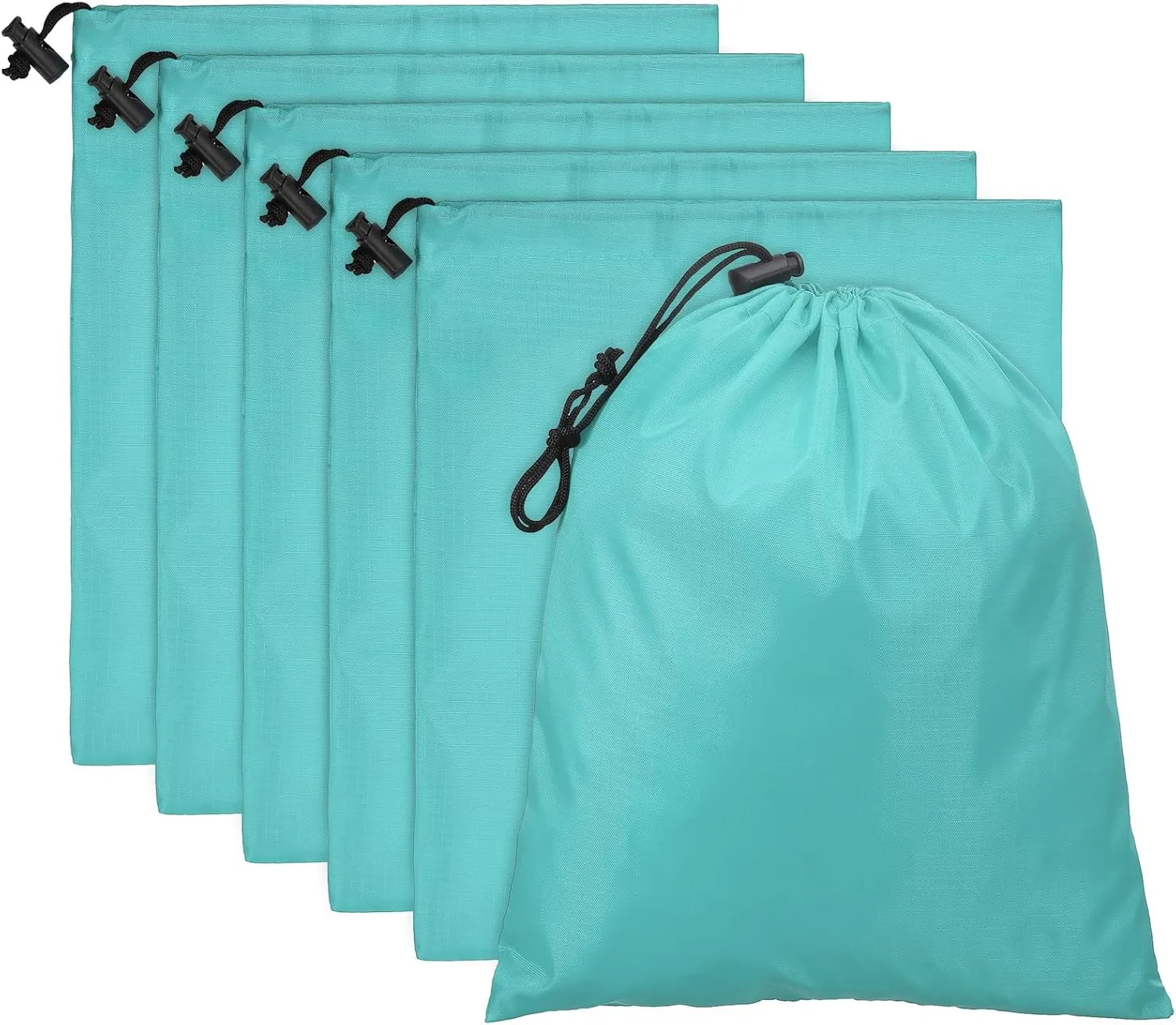PATIKIL Travel Storage Bags with Toggle 6 x 8 Inch, 6 Pack Waterproof 210D Polyester Drawstring Bag Stuff Sack Cinch Bag for Gym Traveling Hiking Yoga Shoes Organizer, Lake Blue