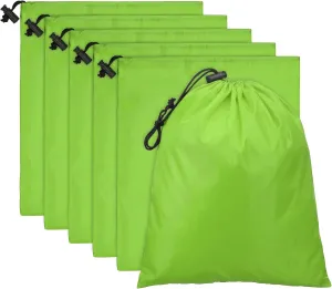PATIKIL Travel Storage Bags with Toggle 6 x 8 Inch, 6 Pack Waterproof 210D Polyester Drawstring Bag Stuff Sack Cinch Bag for Gym Traveling Hiking Yoga Shoes Organizer, Light Green