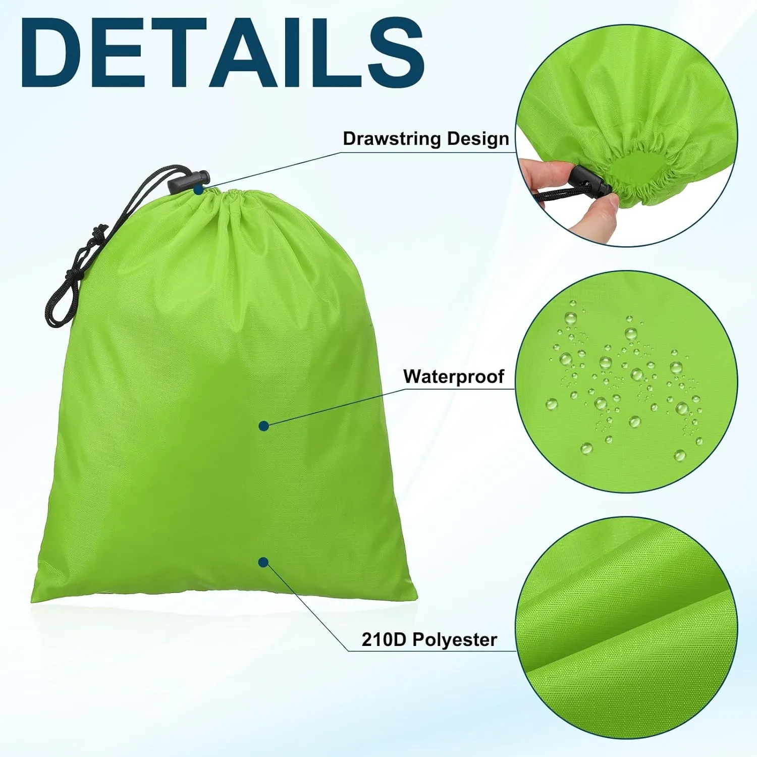 PATIKIL Travel Storage Bags with Toggle 6 x 8 Inch, 6 Pack Waterproof 210D Polyester Drawstring Bag Stuff Sack Cinch Bag for Gym Traveling Hiking Yoga Shoes Organizer, Light Green