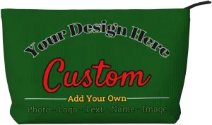 Personalized Custom Makeup Bag Add Your Own Photo Text Name Logo Image Cosmetic Bags Dark Green Customized Gift Women