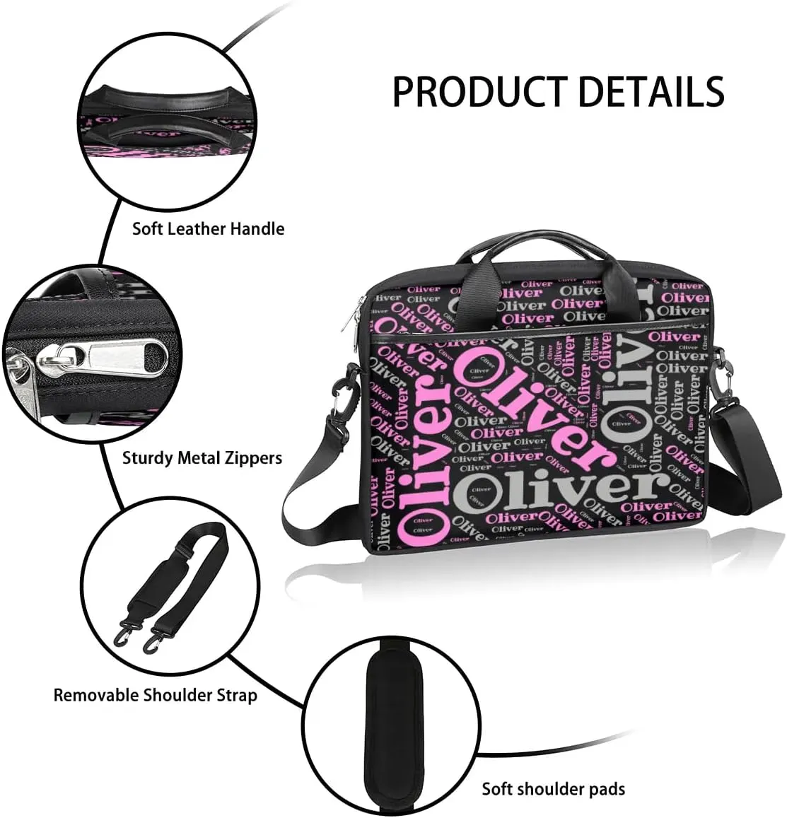 Personalized Laptop Bag Case Briefcases for Men Women, Computer Cases for Laptops, Tablet Shoulder Bag Carrying Case