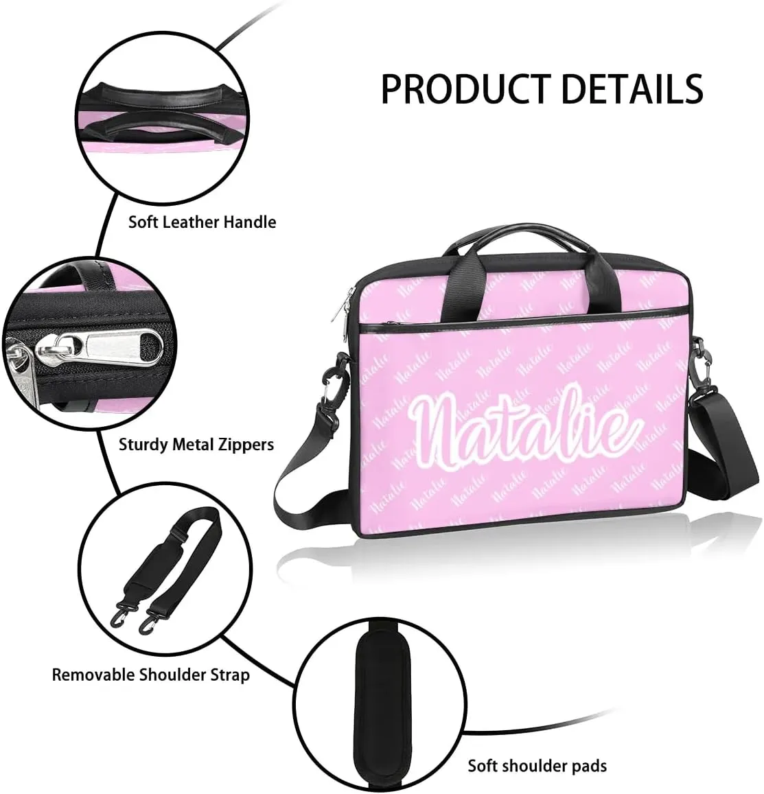 Personalized Name Laptop Bag Case Briefcases for Man Woman, Custom Computer Cases for Laptops, Tablet Shoulder Bag