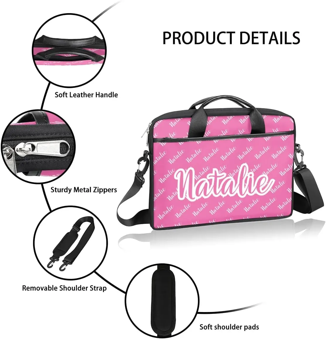 Personalized Name Laptop Bag Case Briefcases for Man Woman, Custom Computer Cases for Laptops, Tablet Shoulder Bag