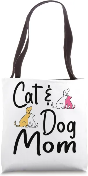 Pet Cat And Dog Mom Tees For Women, Cat Dog Mom Mothers Day Tote Bag