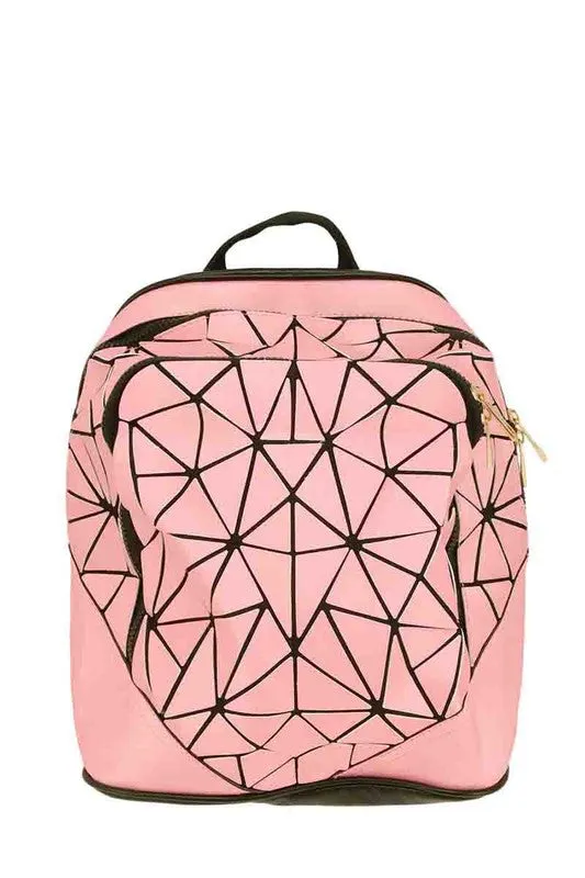 Pink Geometric Reflective Book Bag