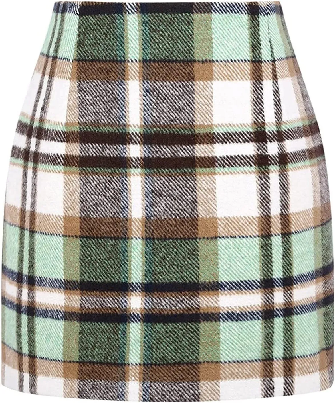 Plaid Skirts for Women Fall High Waisted Wool Bodycon Mini Skirt Casual Trendy Tweed Pencil Skirt A Line Skirt