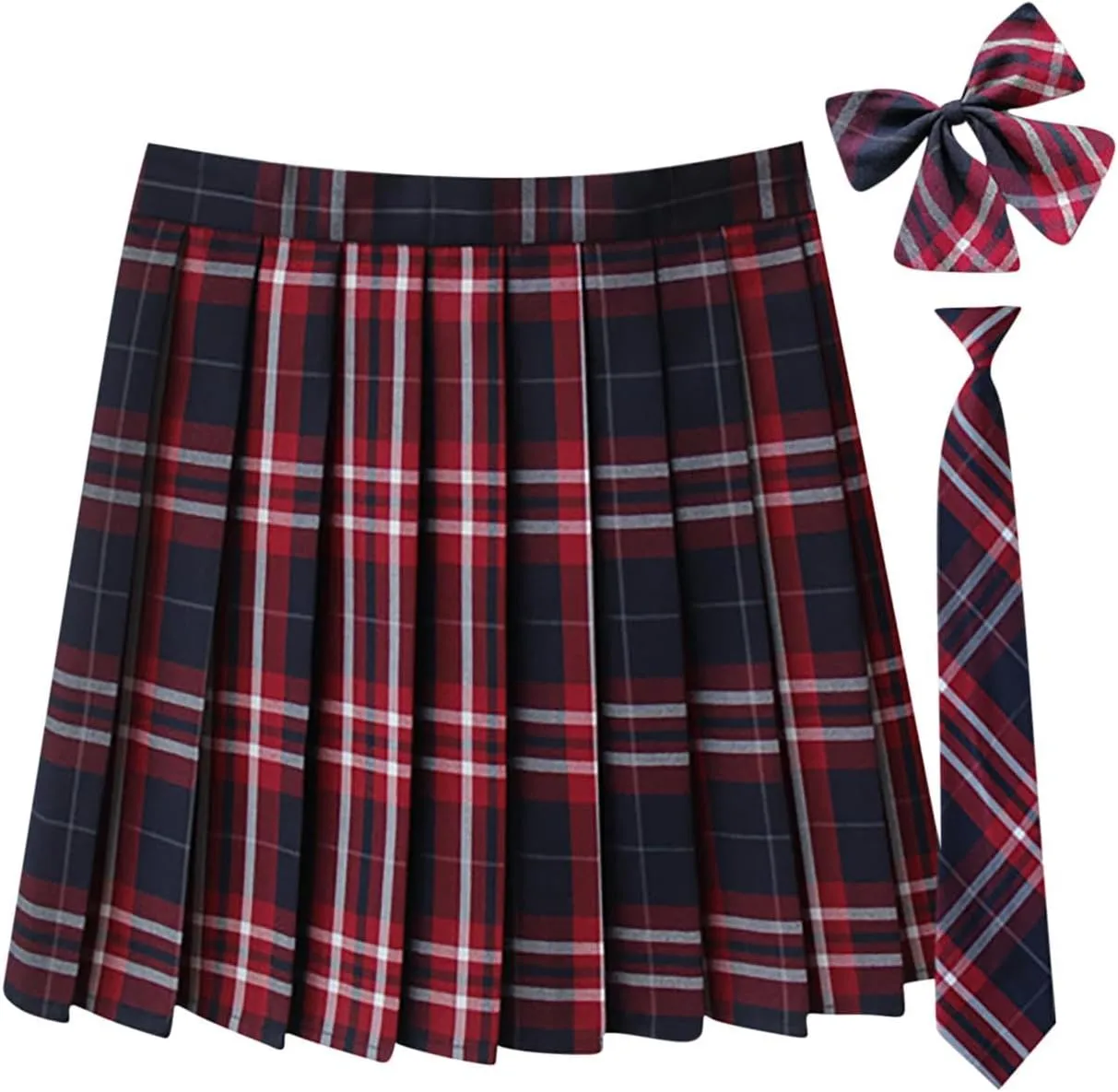 Plaid Skirts for Women Fashion Pleated Swing Skirts Y2K Going Out Skirt High Waisted Skirts Tie and Bow Tie 3 Pack