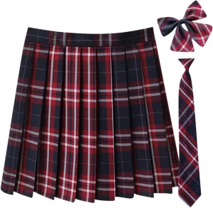 Plaid Skirts for Women Fashion Pleated Swing Skirts Y2K Going Out Skirt High Waisted Skirts Tie and Bow Tie 3 Pack