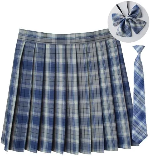Plaid Skirts for Women Fashion Pleated Swing Skirts Y2K Going Out Skirt High Waisted Skirts Tie and Bow Tie 3 Pack