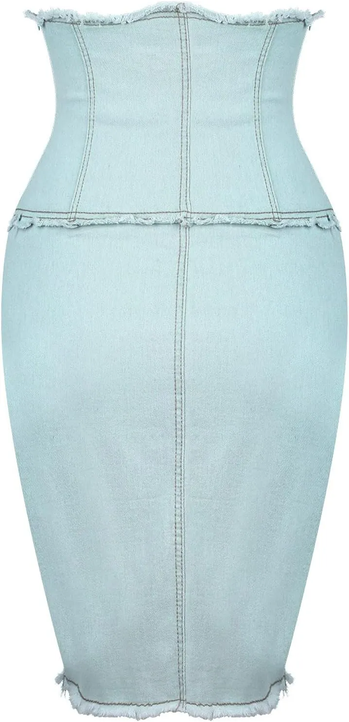 Pleated Tennis Skirts for Women Women's Skirt Bodycon Denim Mini Skirt High Waisted Jean Skirts Fringed Frayed