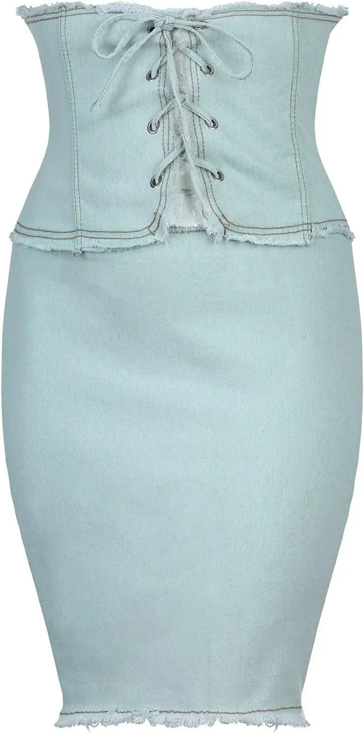 Pleated Tennis Skirts for Women Women's Skirt Bodycon Denim Mini Skirt High Waisted Jean Skirts Fringed Frayed