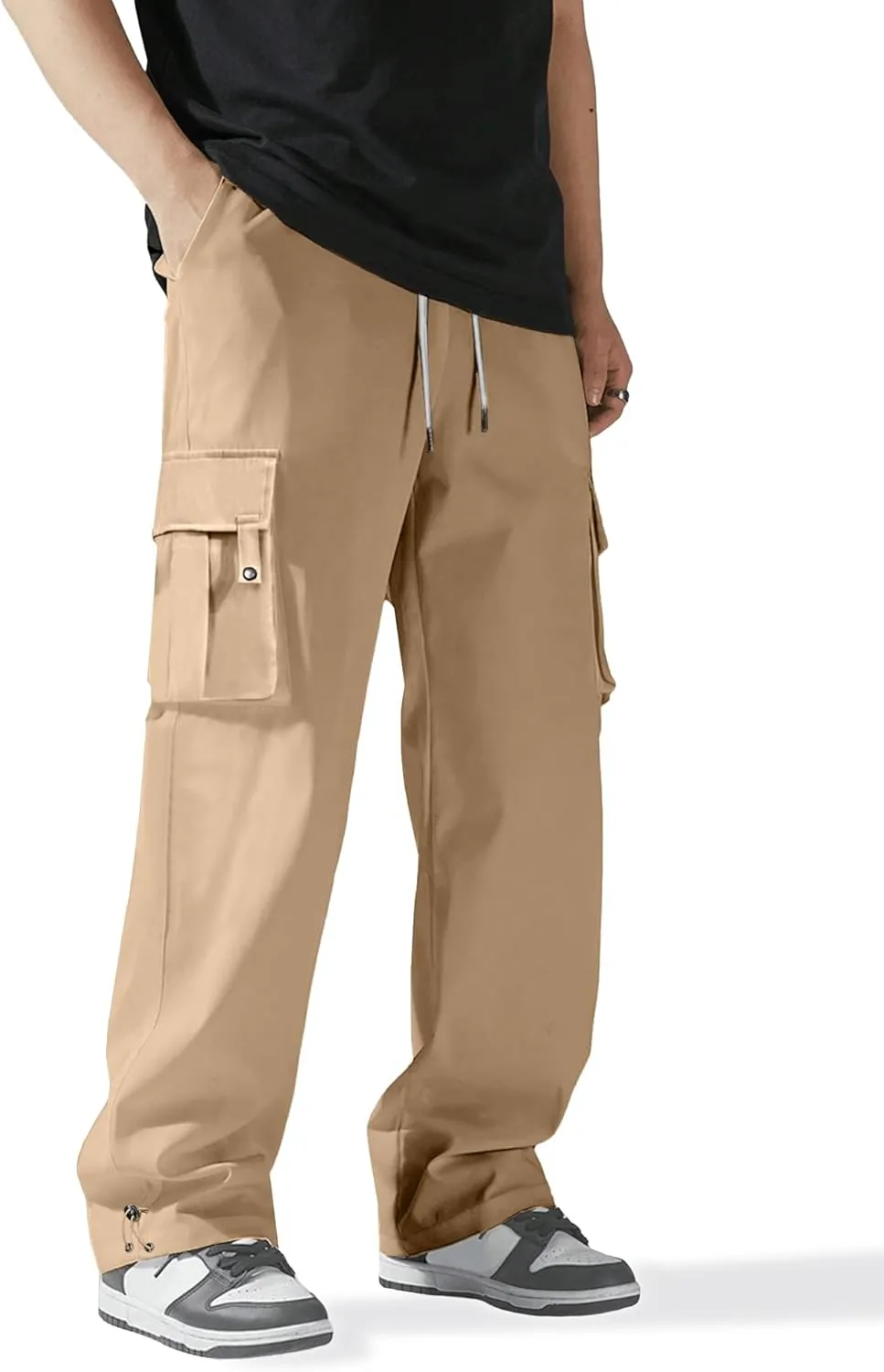 PLEPAN Men's Casual Cargo Pants Stretch Sweatpants Streetwear Trousers Hiking Drawstring Elastic Waist Workout Joggers