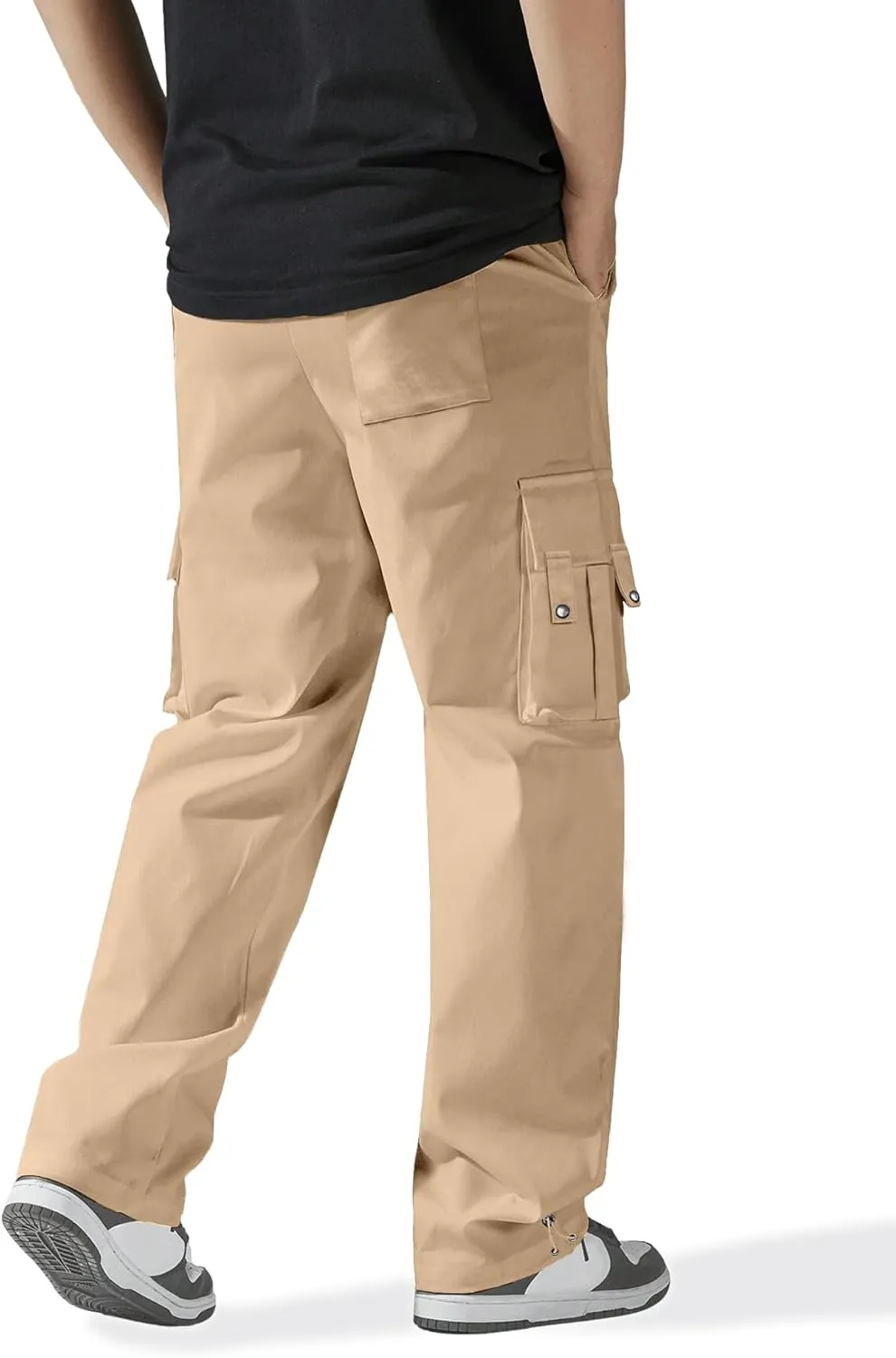 PLEPAN Men's Casual Cargo Pants Stretch Sweatpants Streetwear Trousers Hiking Drawstring Elastic Waist Workout Joggers