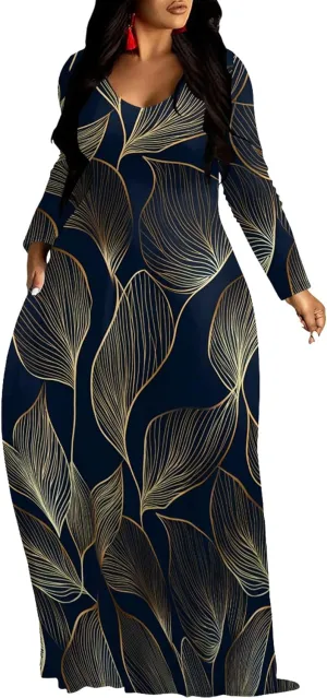 Plus Size Maxi Long Dress Sexy Outfits for Women Printed Loose Cute Dress