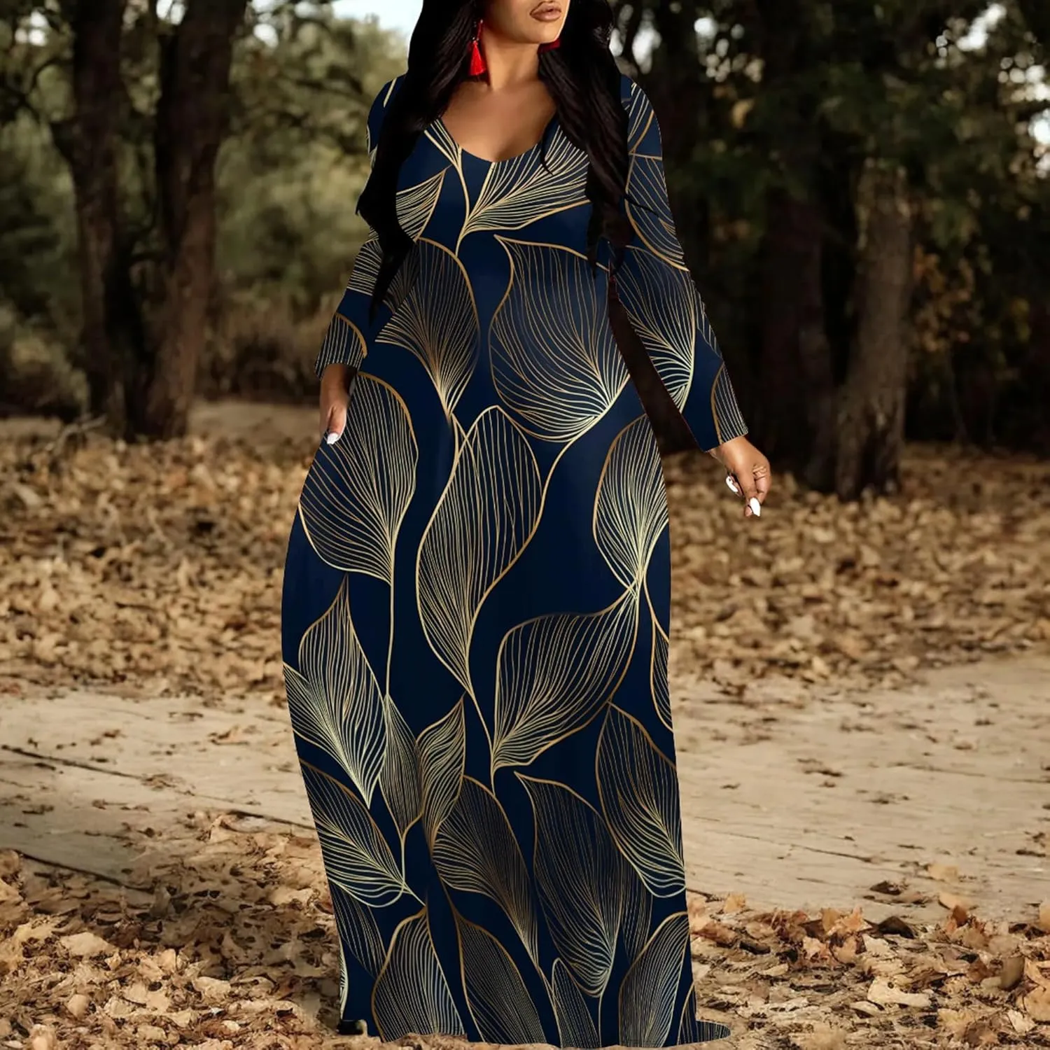 Plus Size Maxi Long Dress Sexy Outfits for Women Printed Loose Cute Dress
