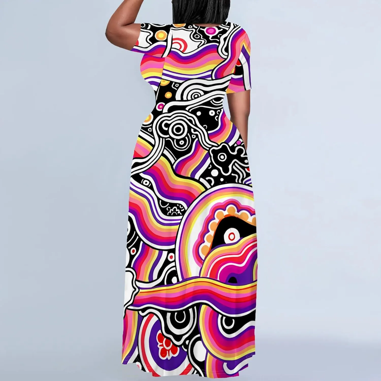 Plus Size Maxi Summer Dress 90 s Outfits for Women Neon Loose Cute Dress
