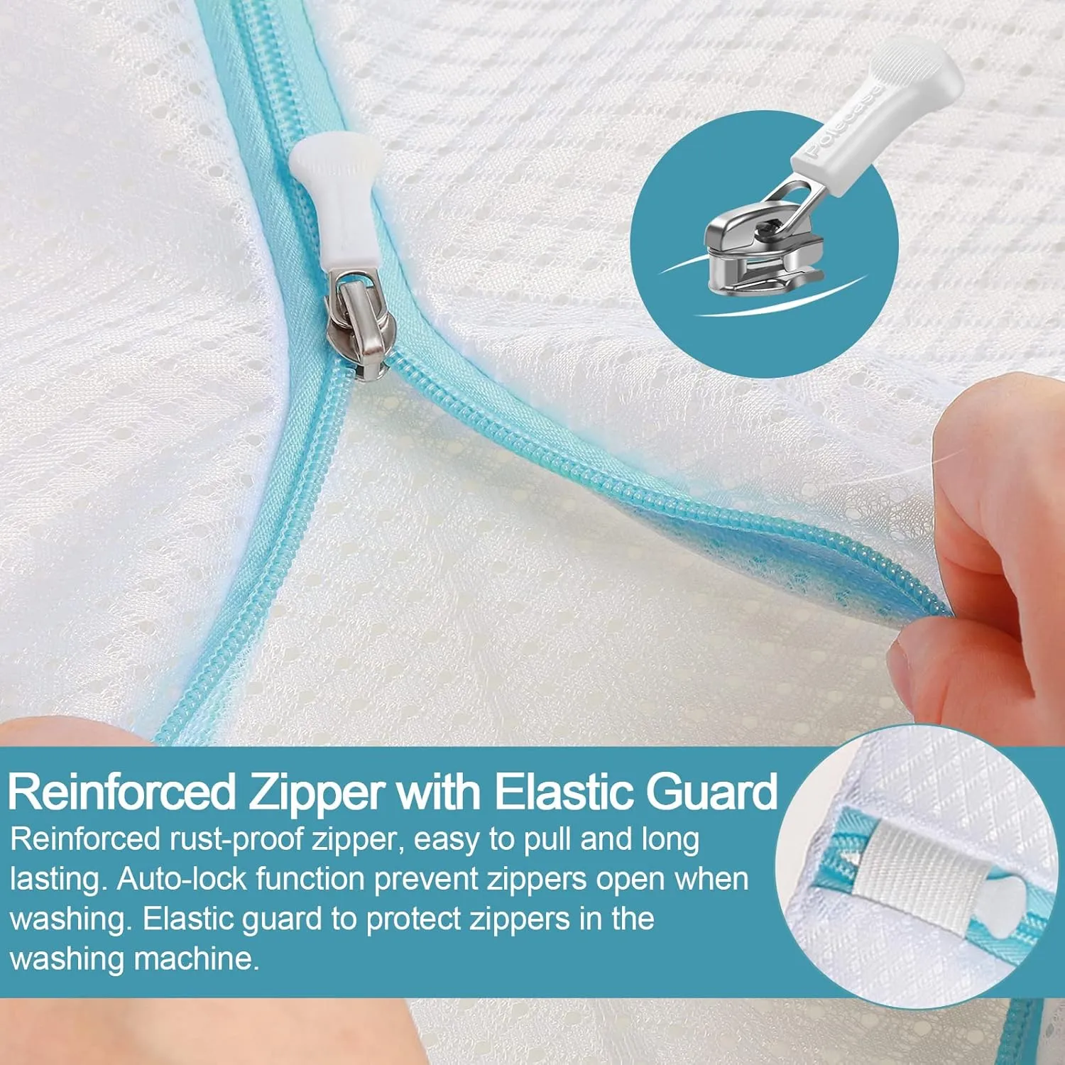 Polecasa Premium 125g Diamond Mesh Laundry Bags with Sturdy Zipper for Delicates - 3 Pack Durable Laundry Wash Bags - Protect Clothes in Washing Machine - 1 Large, 1 Medium, 1 Small