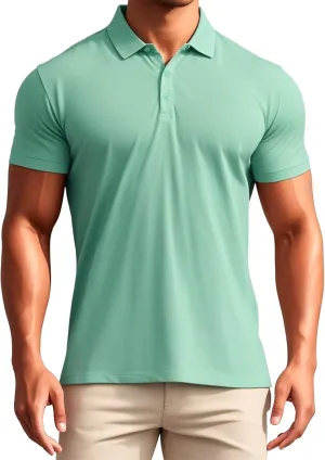 Polo Shirts Short Sleeve Polo Tees Slim Fit Solid Stretch Golf Shirt
