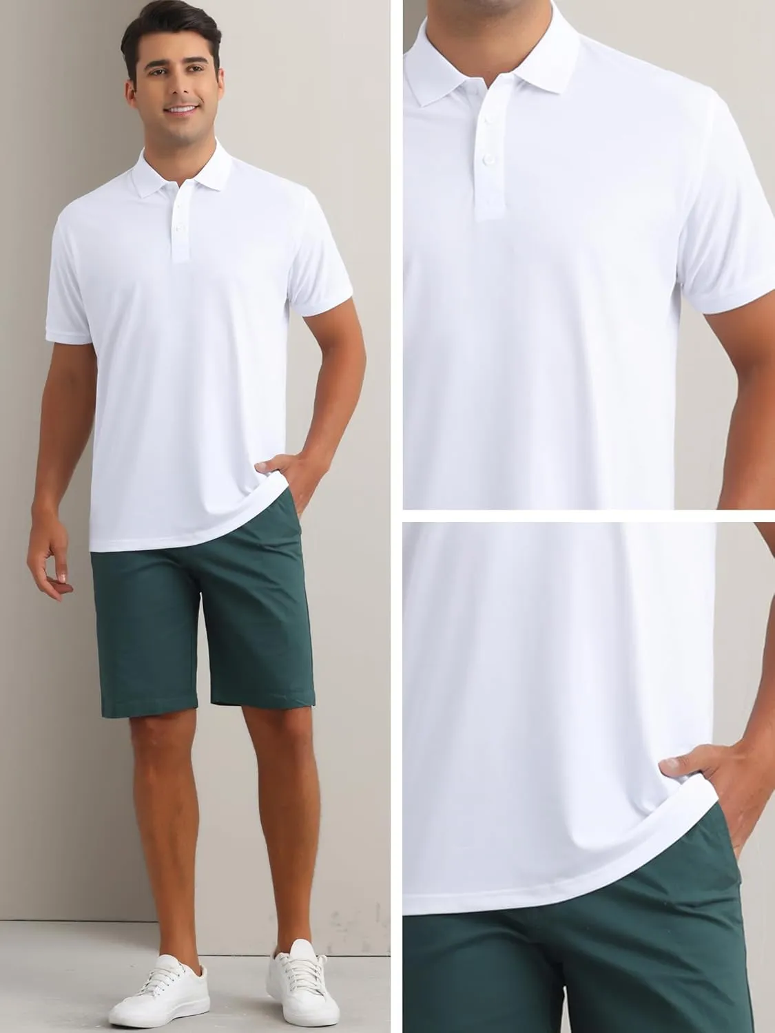 Polo Shirts Short Sleeve Polo Tees Slim Fit Solid Stretch Golf Shirt