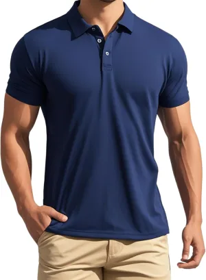 Polo Shirts Short Sleeve Polo Tees Slim Fit Solid Stretch Golf Shirt