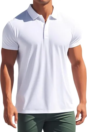 Polo Shirts Short Sleeve Polo Tees Slim Fit Solid Stretch Golf Shirt