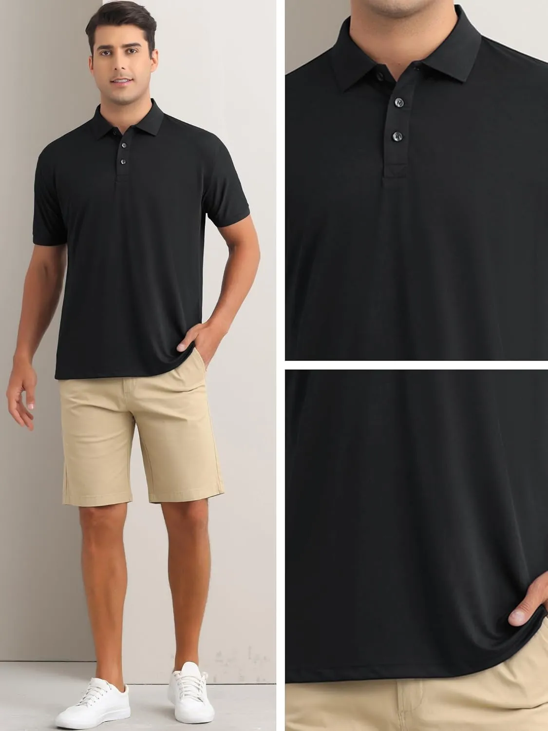 Polo Shirts Short Sleeve Polo Tees Slim Fit Solid Stretch Golf Shirt