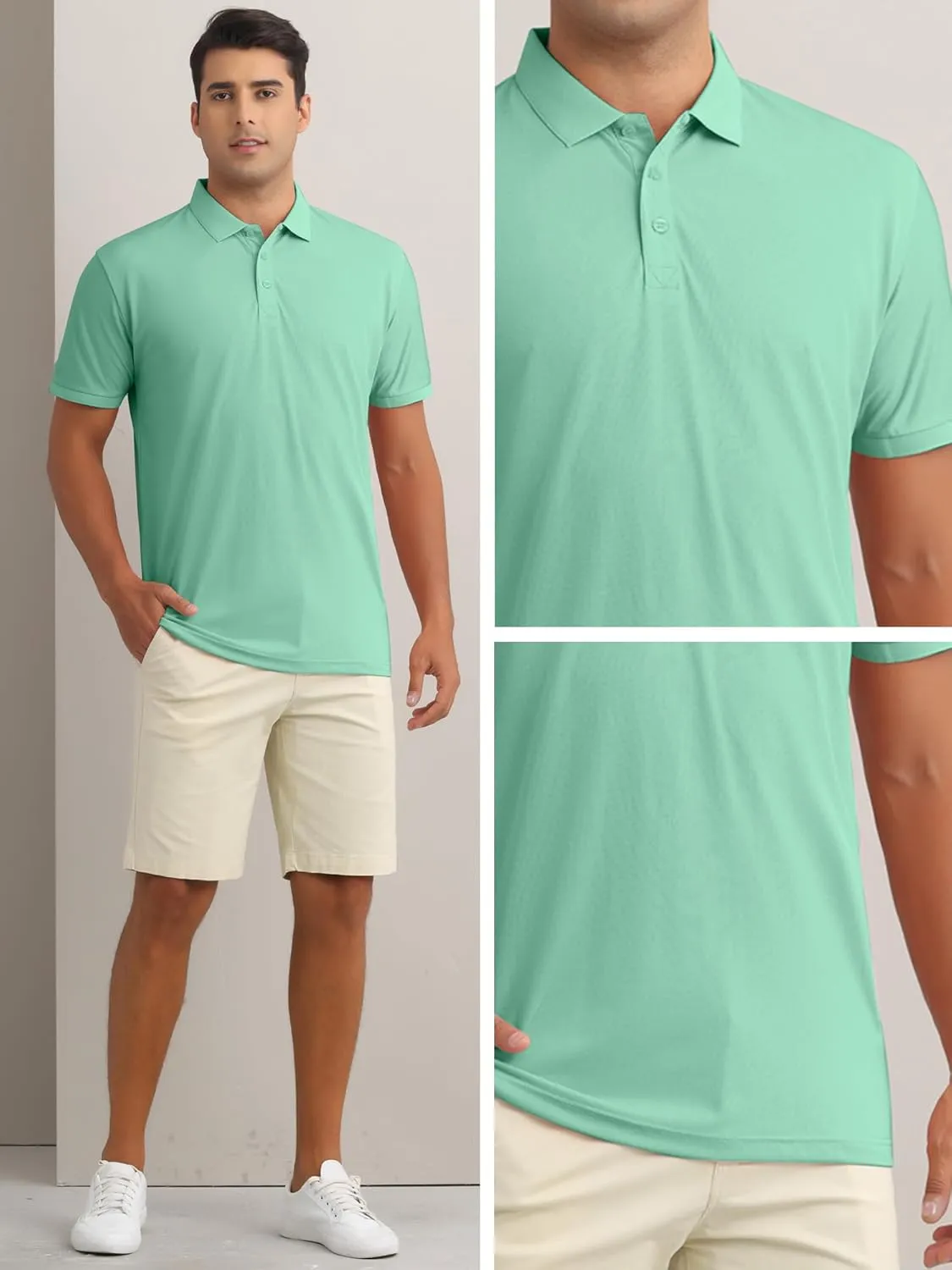 Polo Shirts Short Sleeve Polo Tees Slim Fit Solid Stretch Golf Shirt