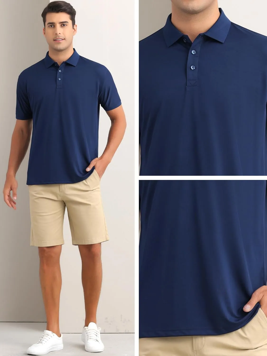 Polo Shirts Short Sleeve Polo Tees Slim Fit Solid Stretch Golf Shirt