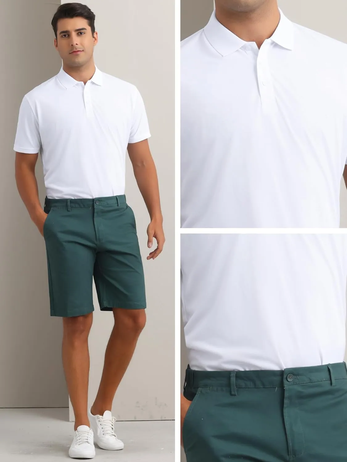 Polo Shirts Short Sleeve Polo Tees Slim Fit Solid Stretch Golf Shirt
