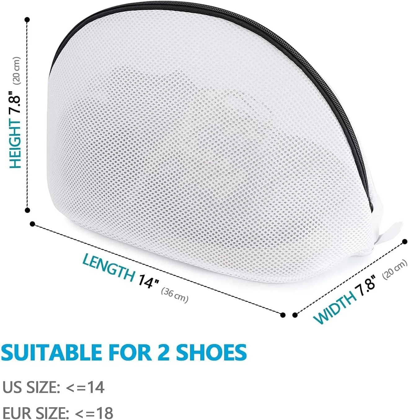 Premium Laundry Mesh Bag for Shoes or Sneaker, Multi Protection Wash Laundry Net With Durable Zipper Laundry Bag for Travel - 2 Set14x7.8x7.8 Inches
