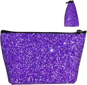 purple Glitter Sparkle texture Cosmetic Bags For Women Small Makeup Bag For Purse Travel Toiletry Bag Accessories Organizer Zipper Pouch Gift Idea